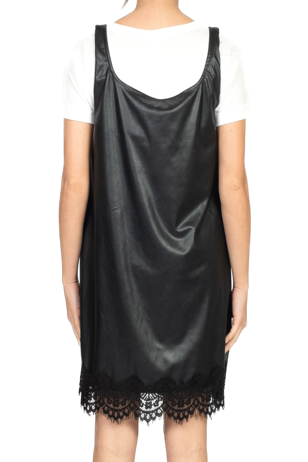 Tensione In - Abito mini ecopelle con t-shirt Art. W25X612