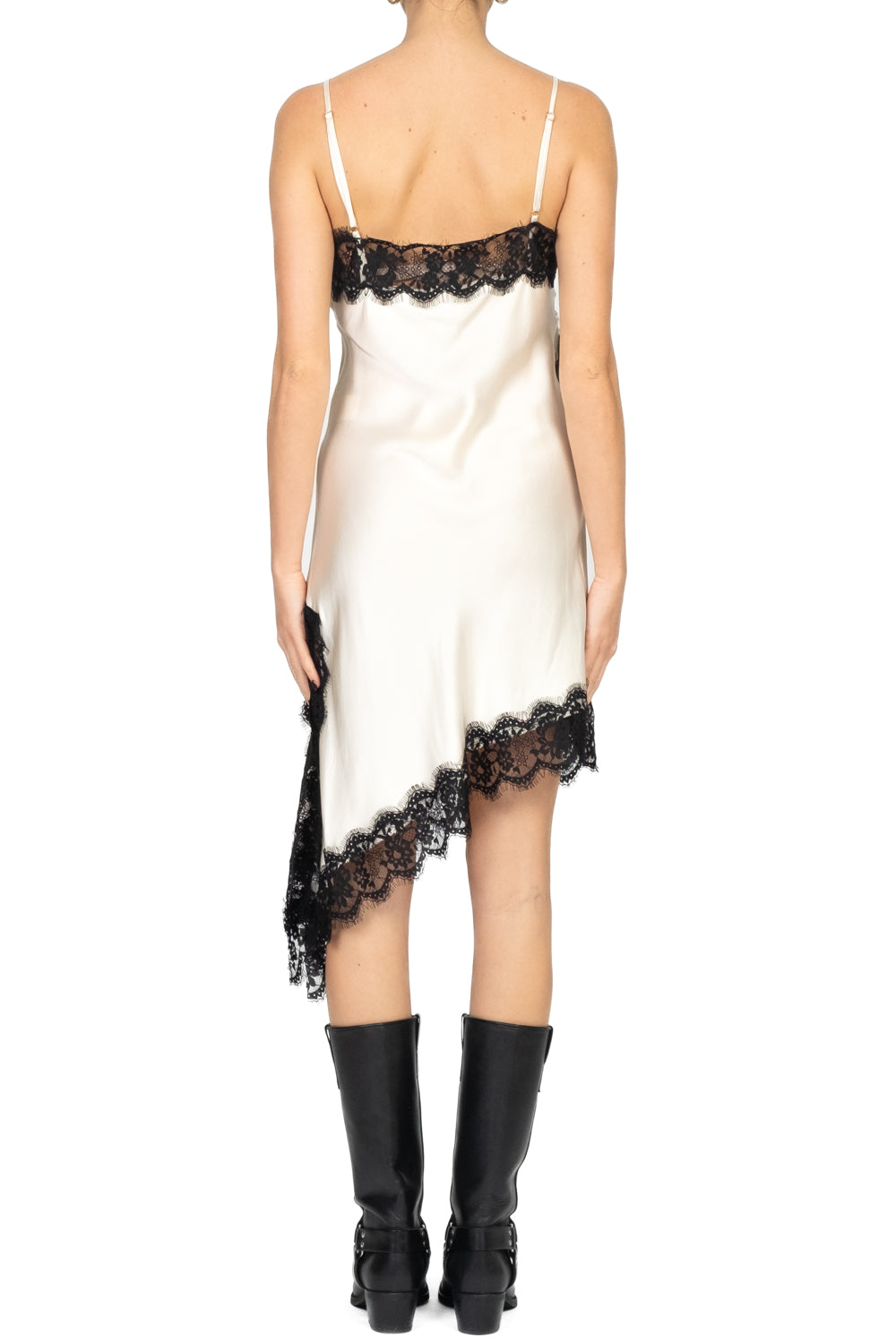 Vicolo - Abito satin asimmetrico con pizzo Art. TF1154