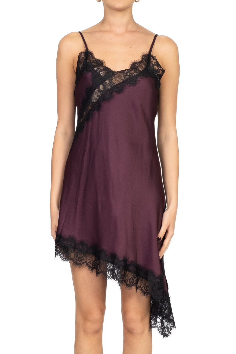 Vicolo - Abito satin asimmetrico con pizzo Art. TF1154
