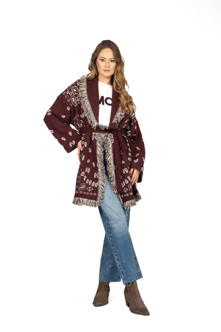Tensione In - Caban fantasia bandana con cintura Art. W5HMG38A400