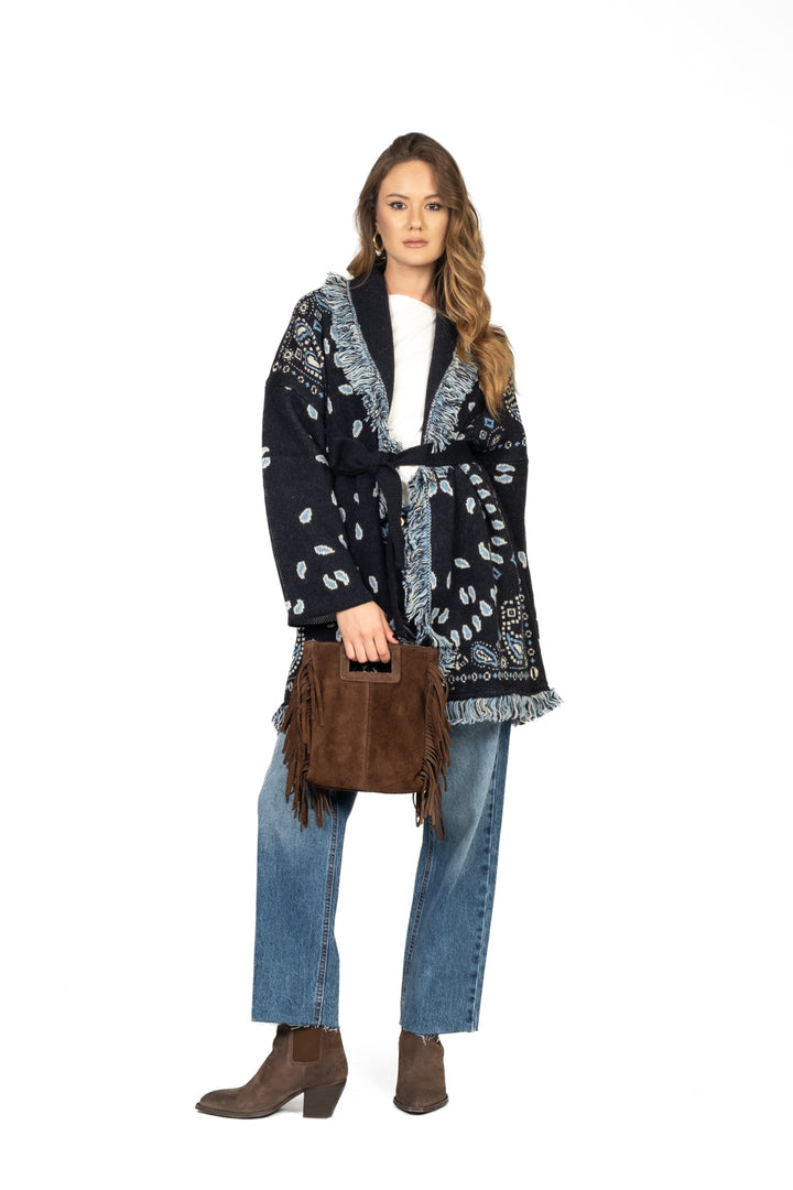 Tensione In - Caban fantasia bandana con cintura Art. W5HMG38A400
