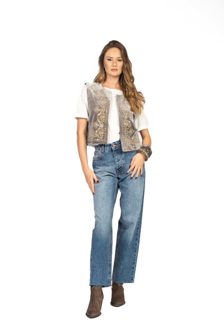 Dixie - Gilet ricamato in ciniglia Art. L698Y022X