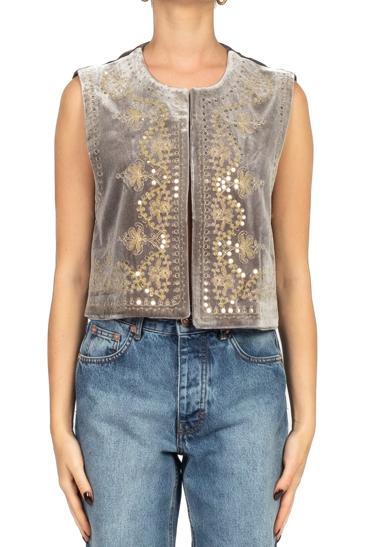 Dixie - Gilet ricamato in ciniglia Art. L698Y022X