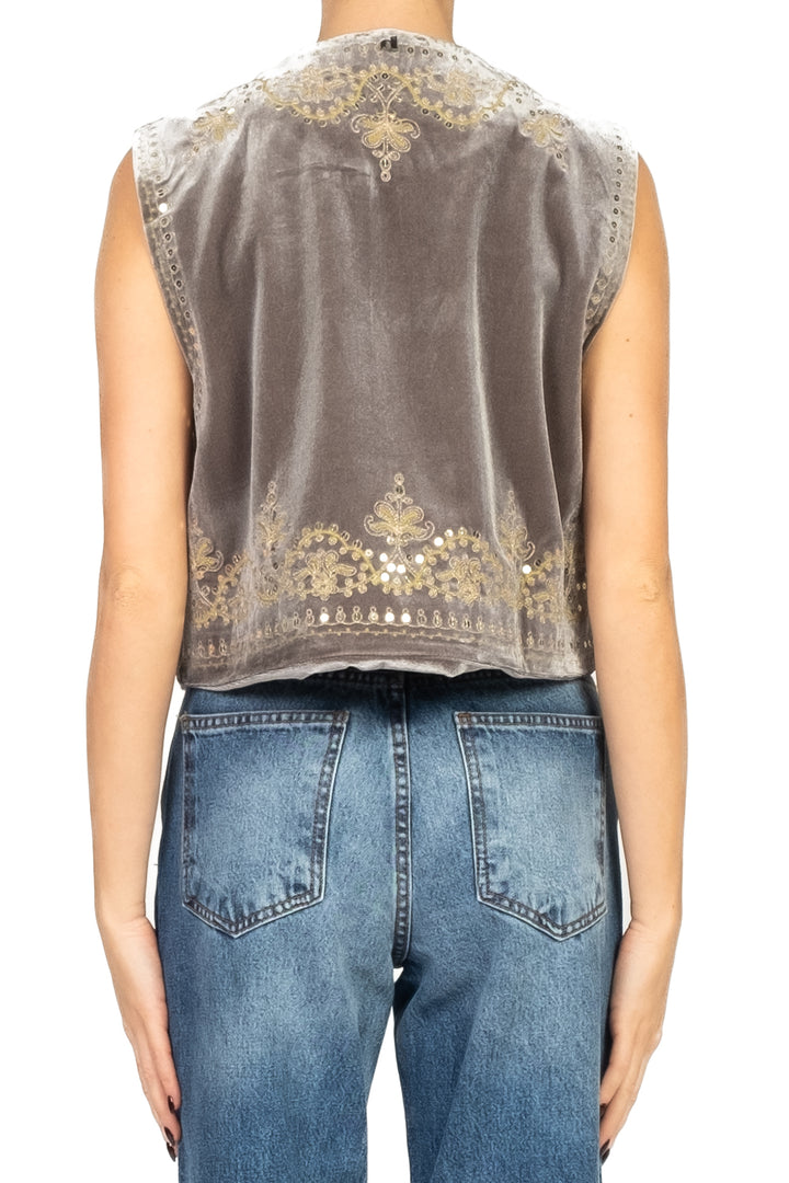Dixie - Gilet ricamato in ciniglia Art. L698Y022X
