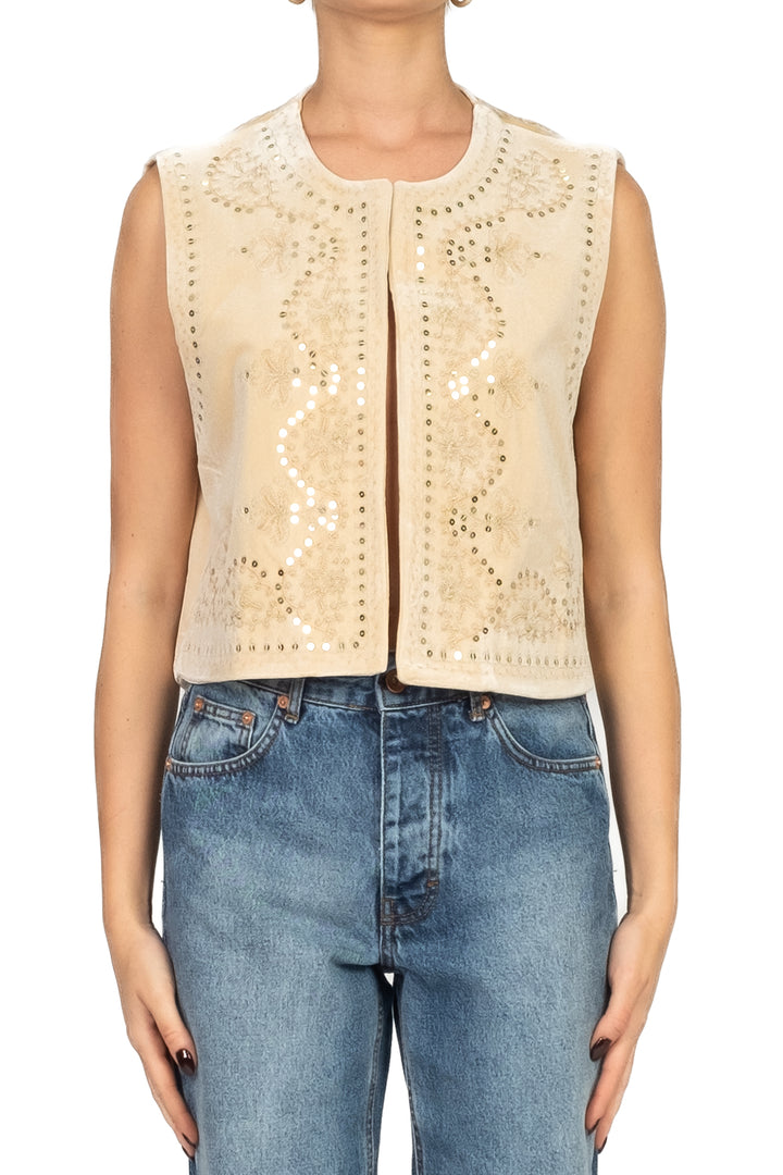 Dixie - Gilet ricamato in ciniglia Art. L698Y022X