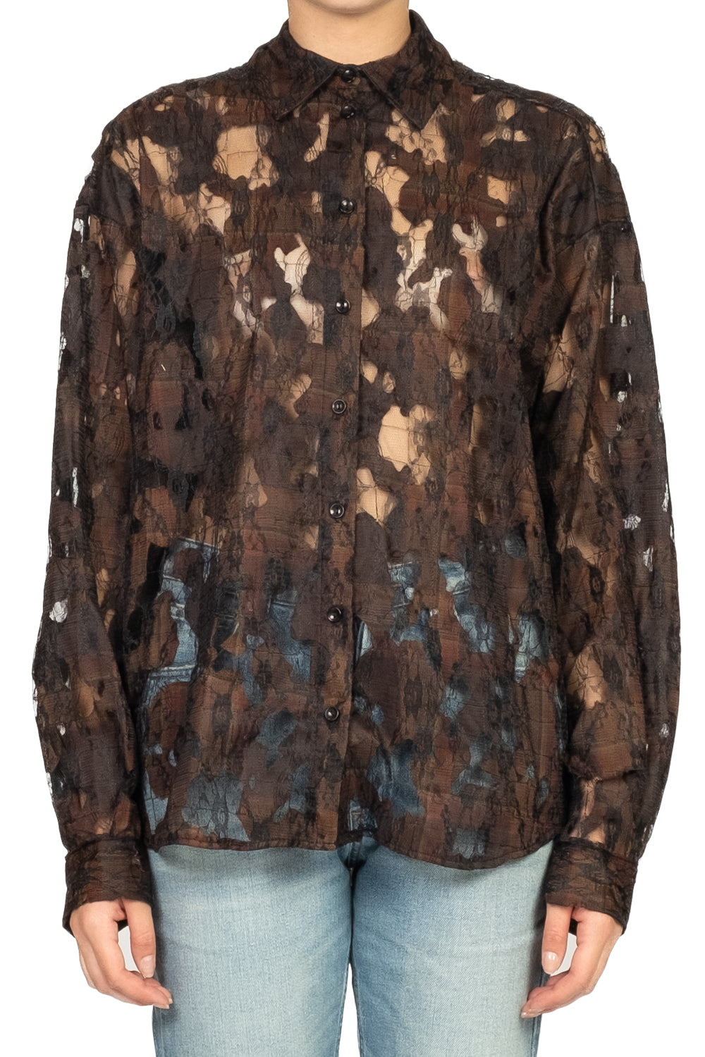 Tensione In - Camicia pizzo semitrasparente Art. W25C608