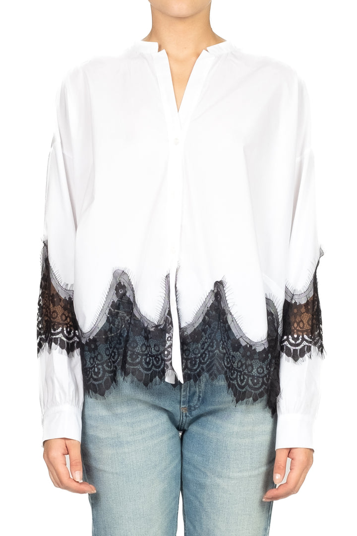 Tensione In - Camicia in popeline con inserti pizzo Art. W25C539