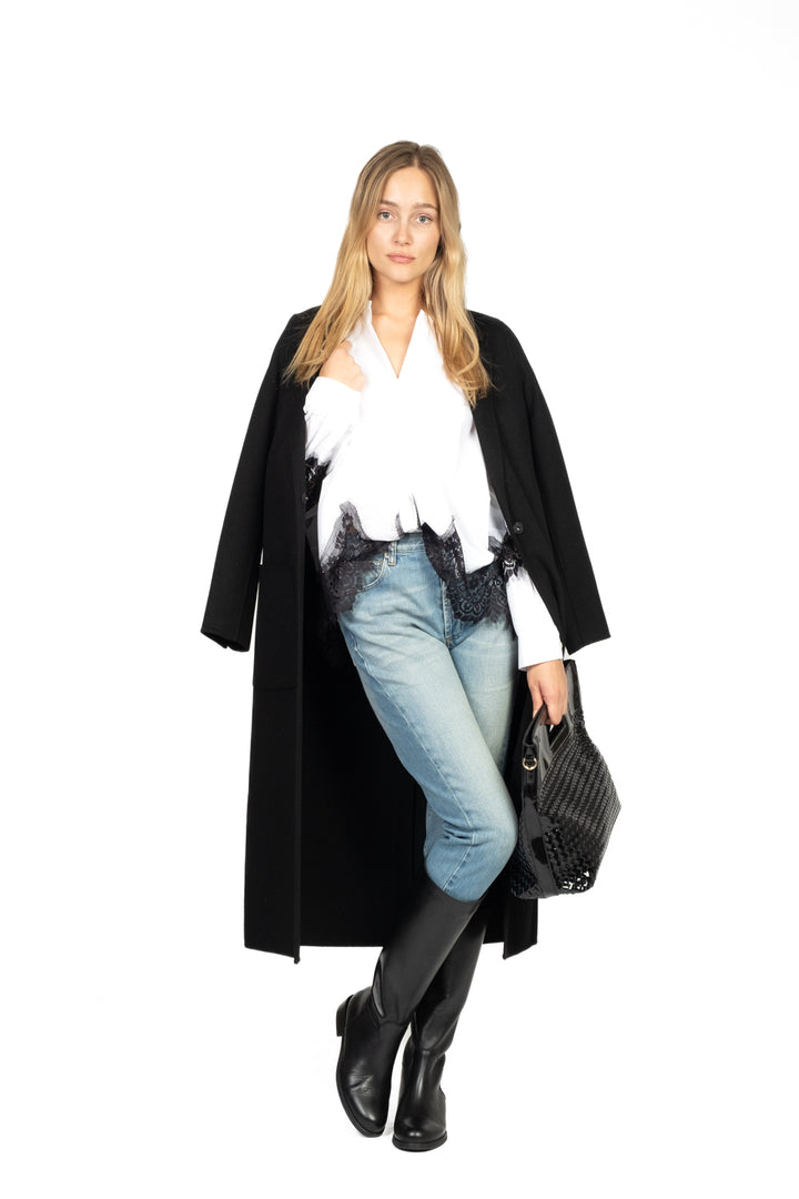 Tensione In - Camicia in popeline con inserti pizzo Art. W25C539