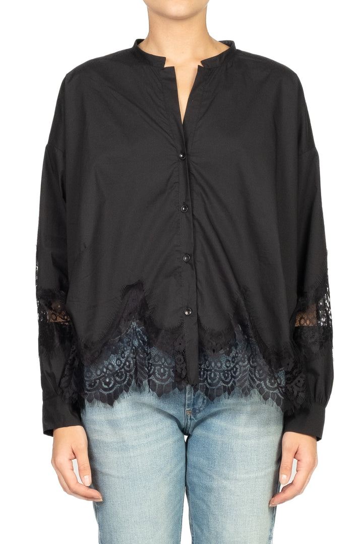 Tensione In - Camicia in popeline con inserti pizzo Art. W25C539