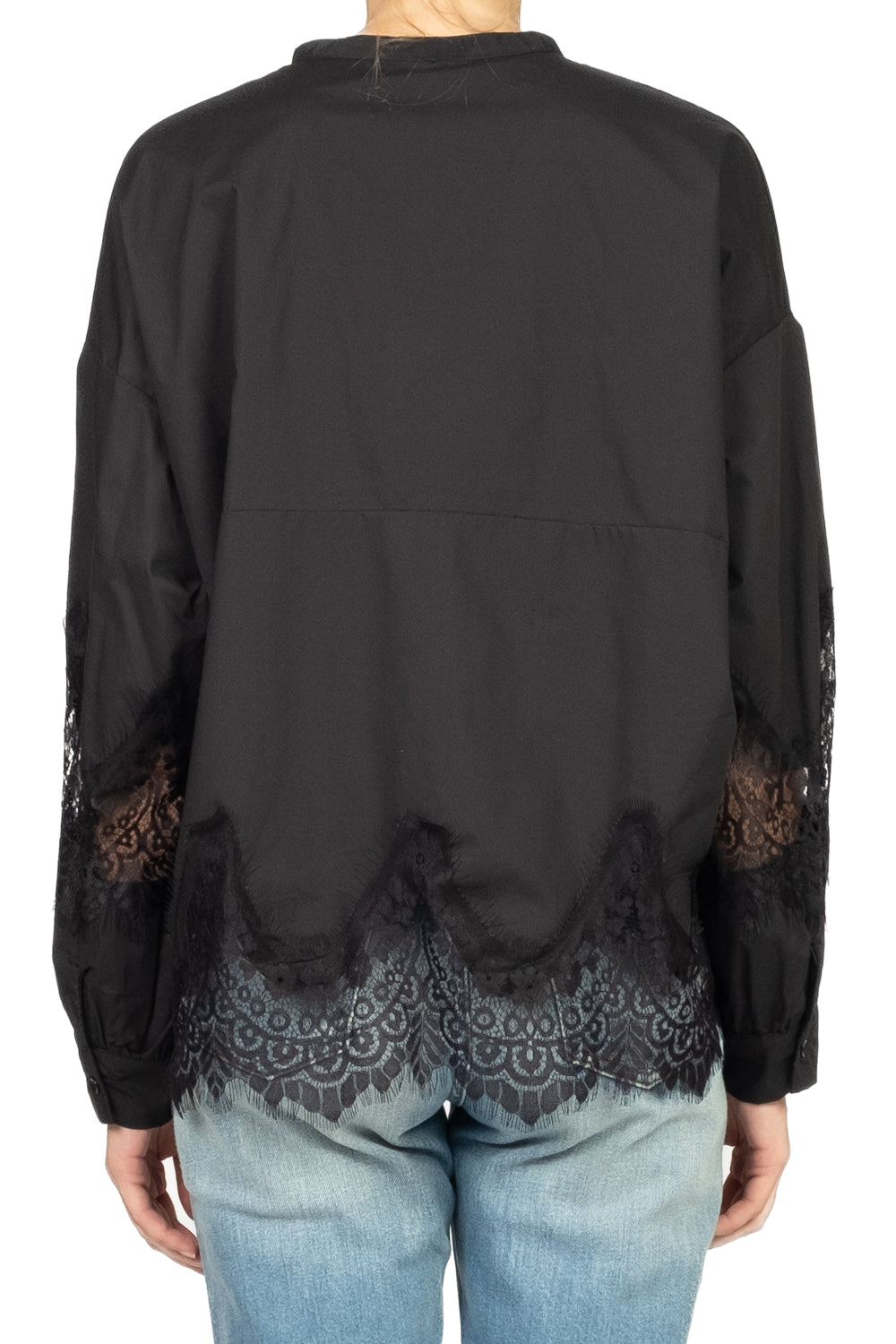 Tensione In - Camicia in popeline con inserti pizzo Art. W25C539