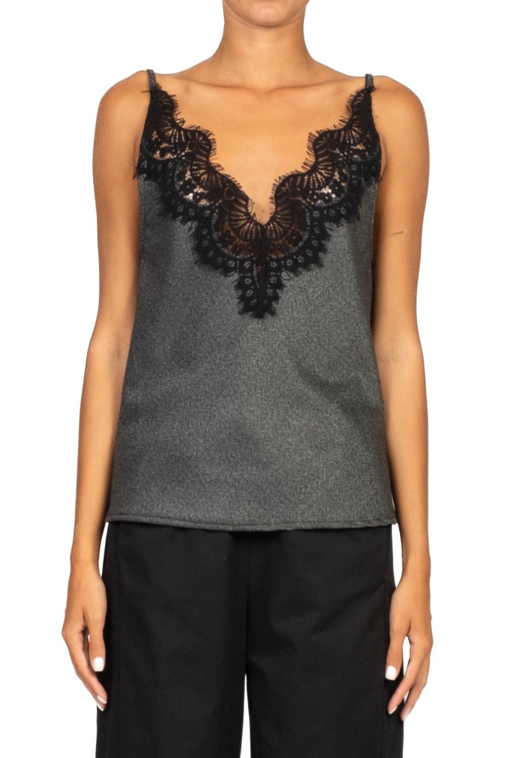 Tensione In - Top spigato intarsi pizzo Art. 37704