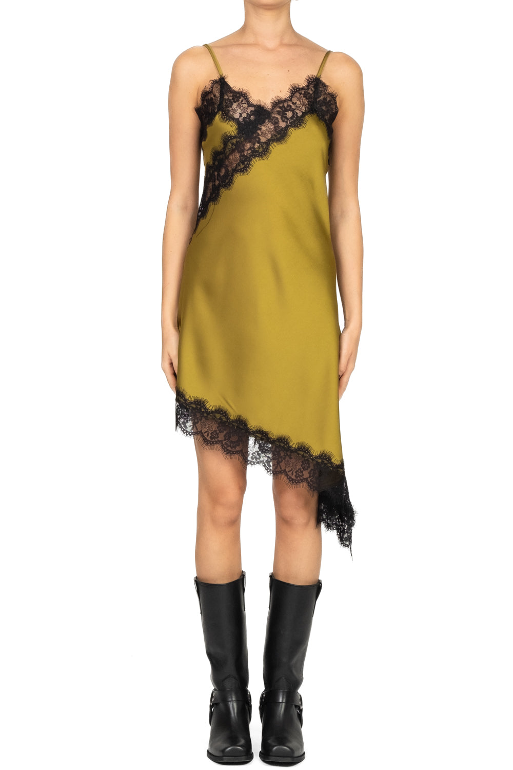 Vicolo - Abito satin asimmetrico con pizzo Art. TF1195
