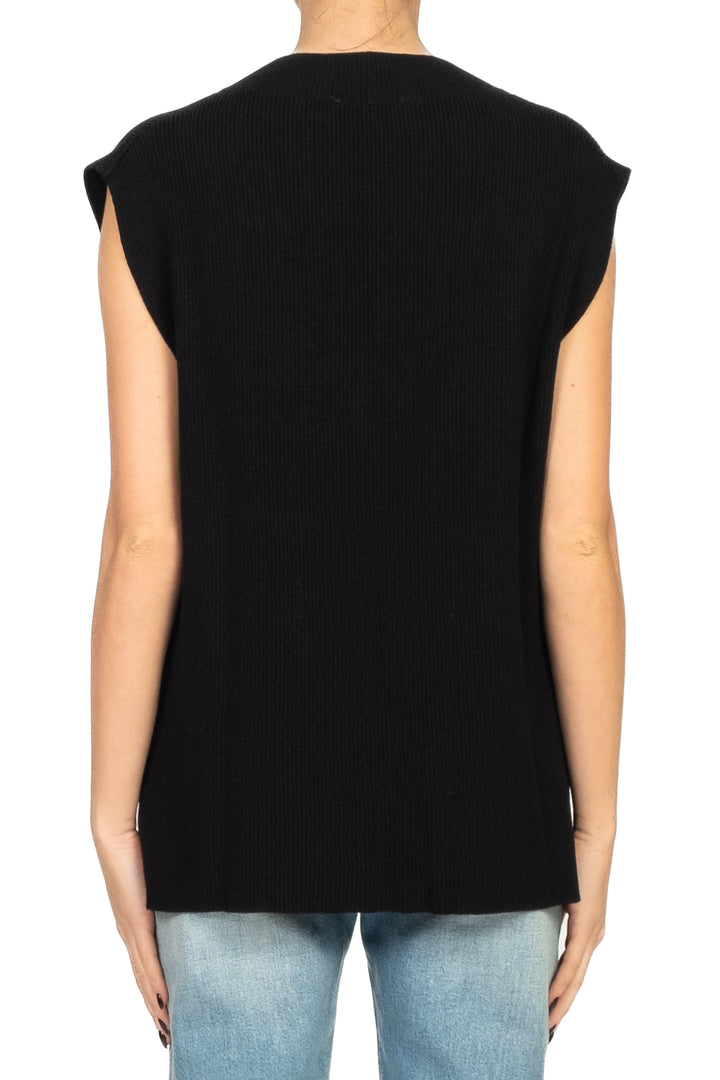 Vicolo - Gilet scollo V con spacchetti e costine Art. 77165F
