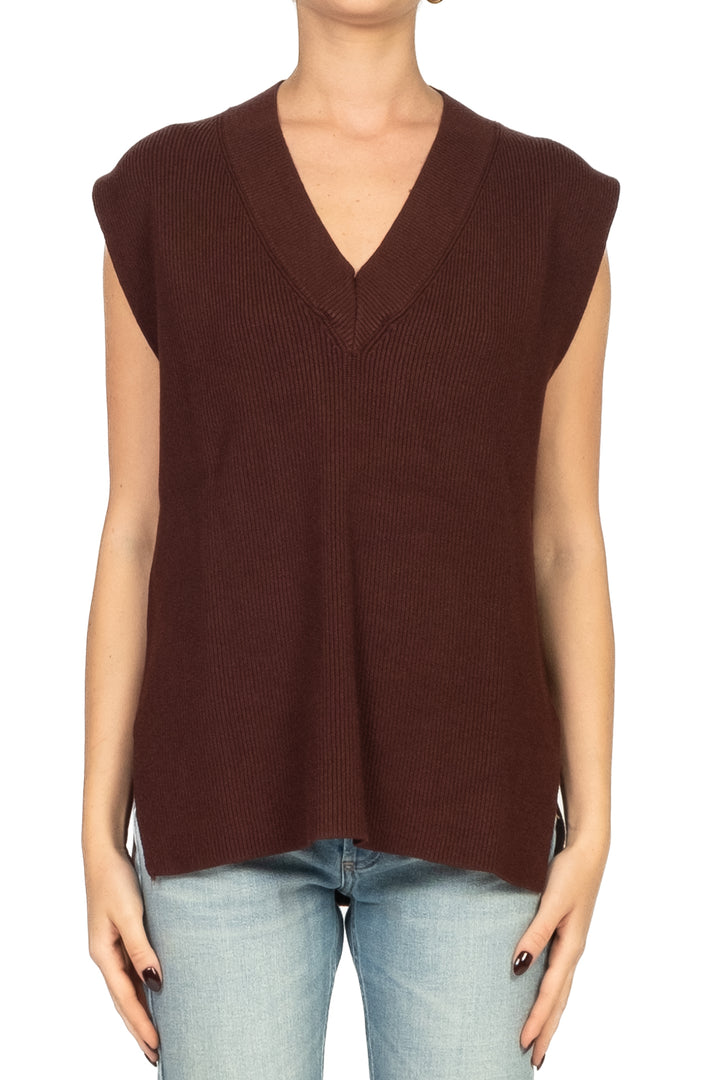 Vicolo - Gilet scollo V con spacchetti e costine Art. 77165F