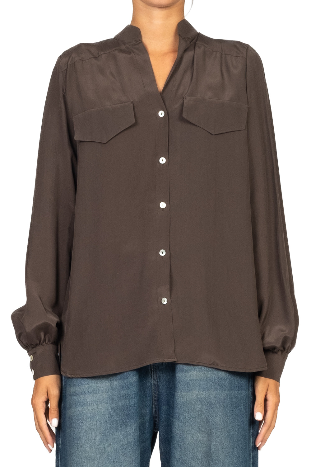 Emunà - Camicia misto seta con taschini Art. CM13-0061