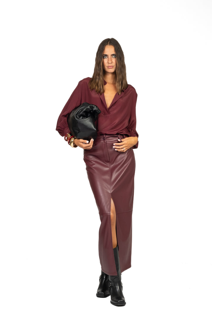 Tensione In - Gonna tubino ecopelle con spacco davanti Art. 225171