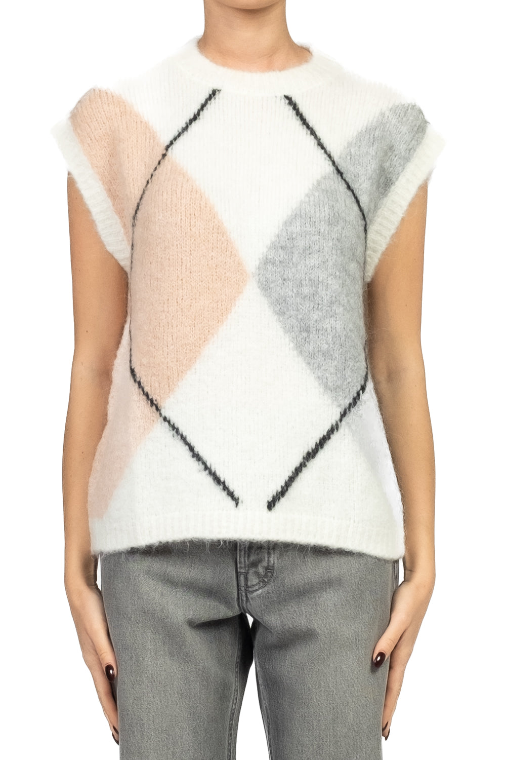 Vicolo - Gilet in maglia con rombi Art. 33050F