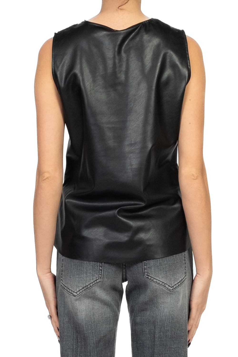 Tensione In - Canotta ecopelle con pizzo Art. 37654