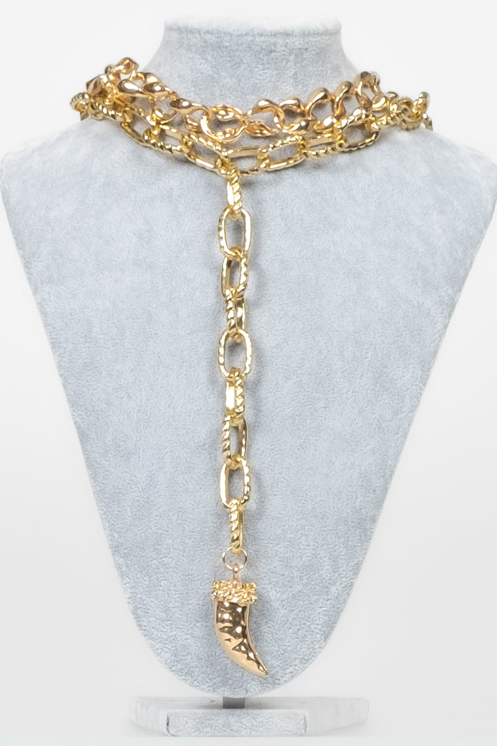 Upper - Collana catena doppia lavorata corno