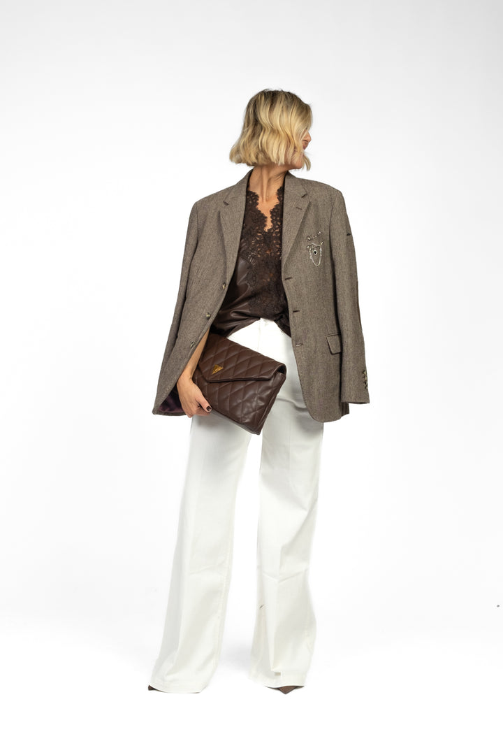 Tensione In - Canotta ecopelle con pizzo Art. 37654
