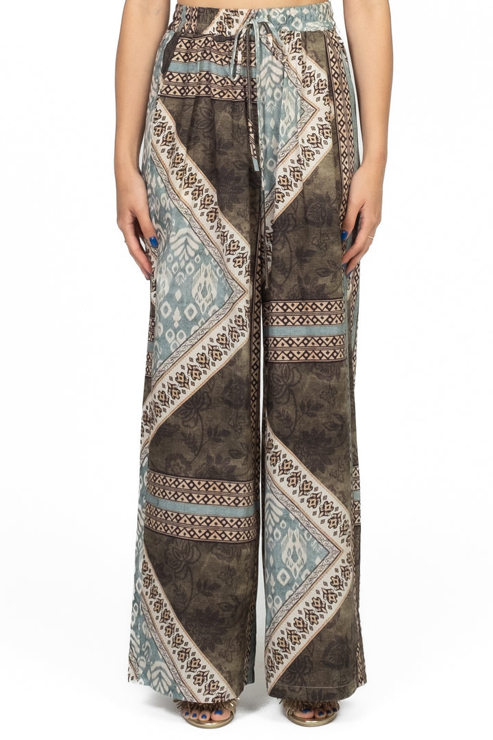 Vicolo - Pantalone palazzo coulisse a fantasia Art. TD2710