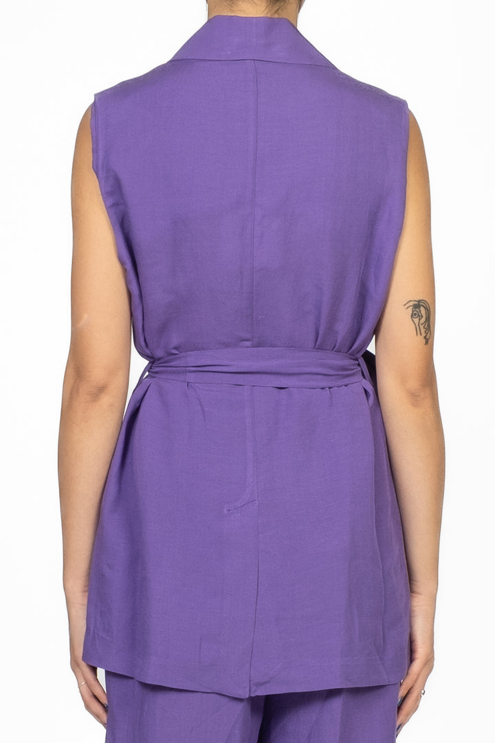 Tensione In - Gilet misto lino con fusciacca Art. 25D7773