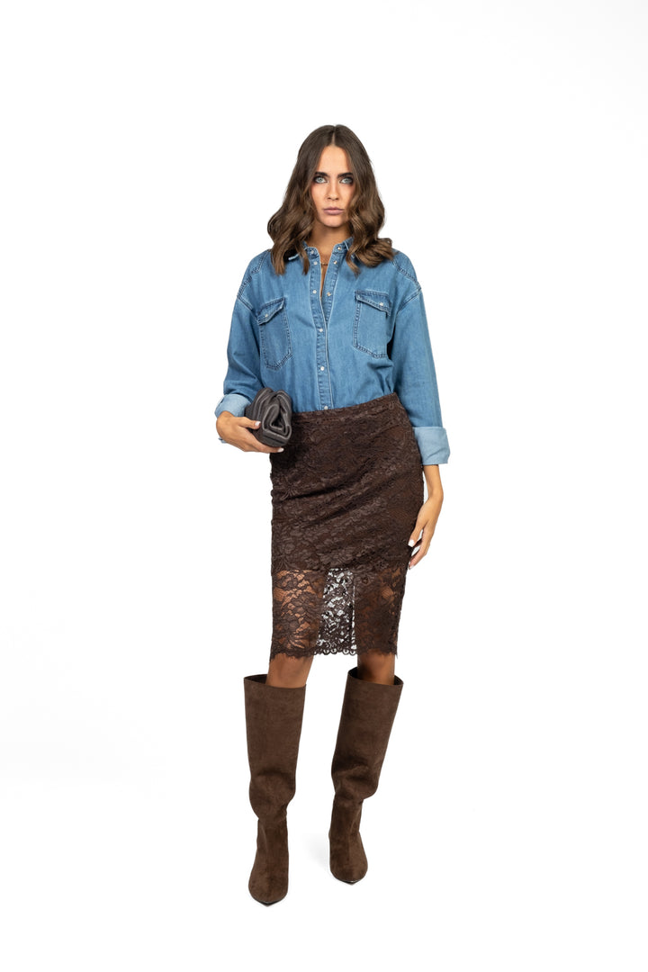 Tensione In - Gonna midi in pizzo Art. N20074AT