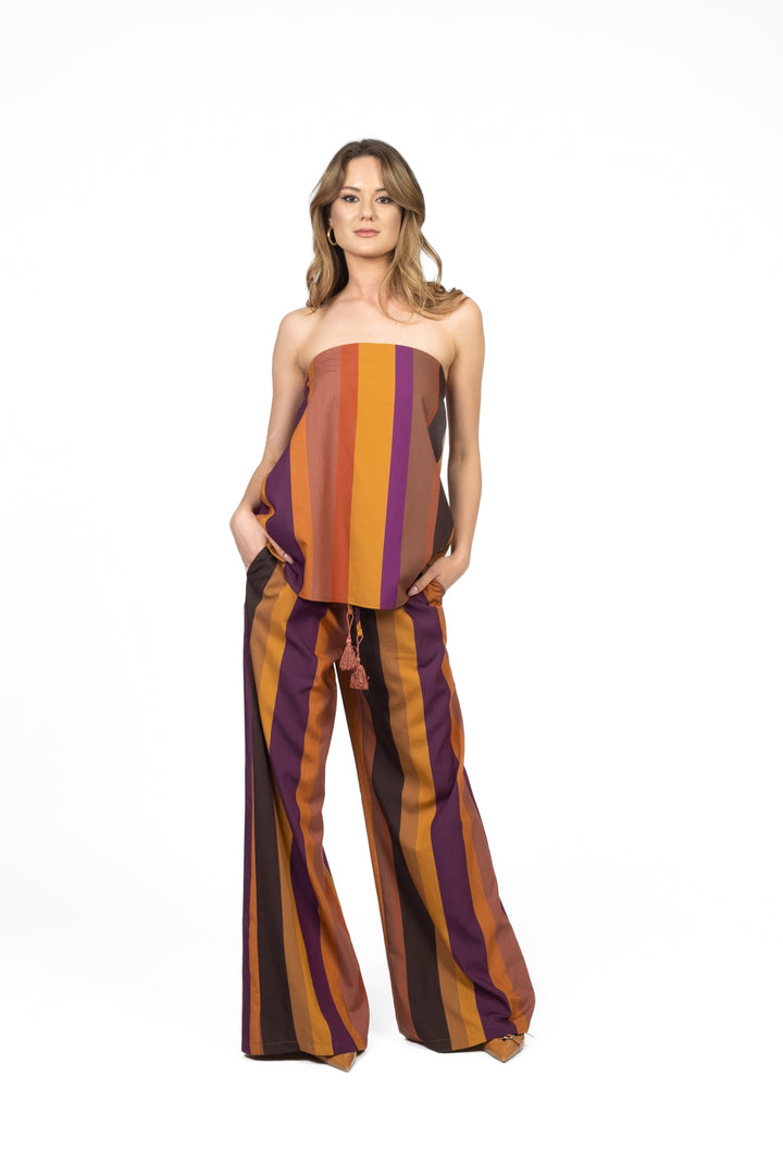 Tensione In - Pantalone rigato palazzo con coulisse Art. UP1457