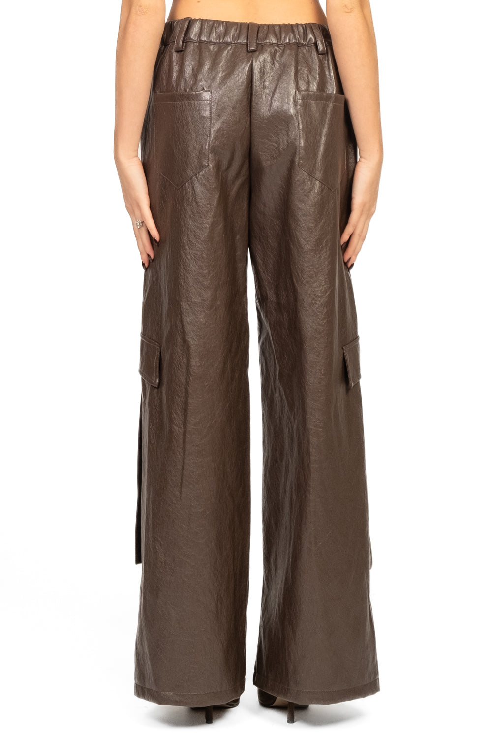 Tensione In - Pantalone palazzo cargo ecopelle Art. FF791