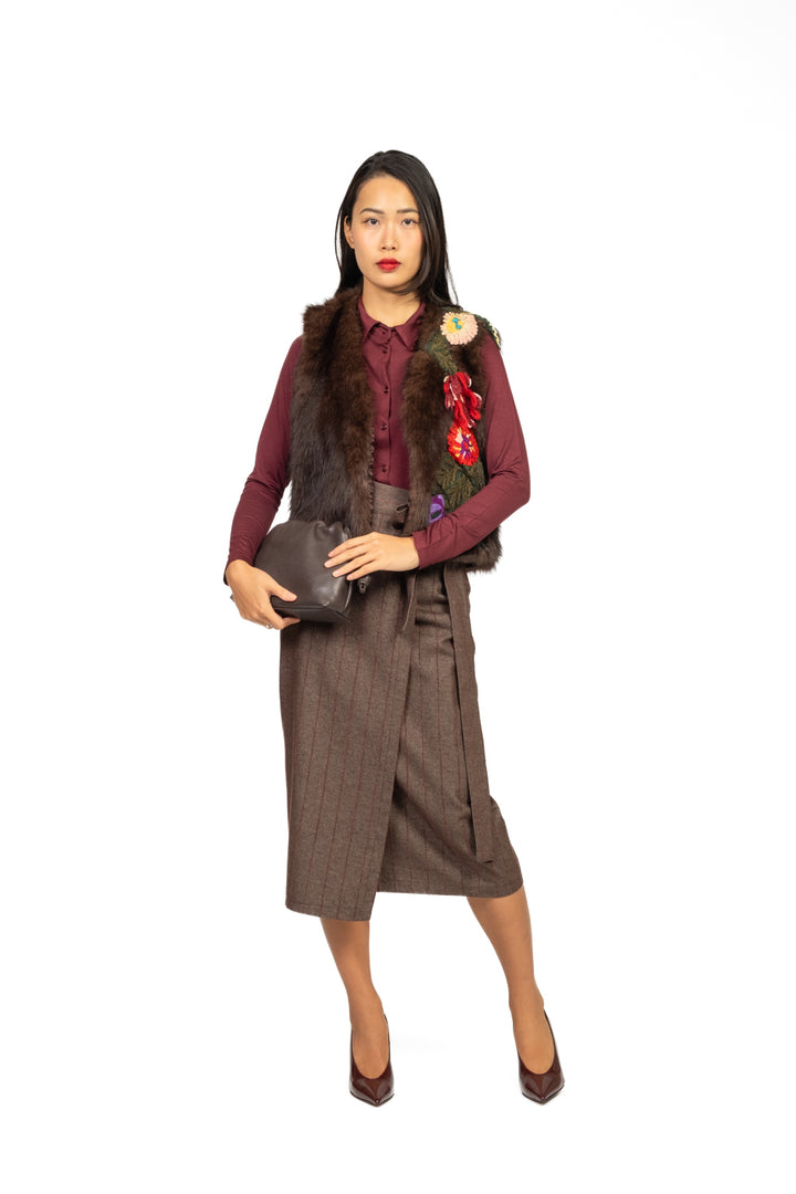 Tensione In - Gilet pelliccia ricamato Art. 37673