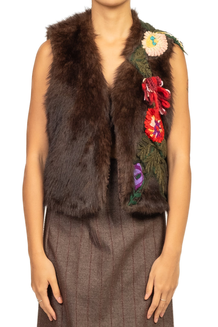 Tensione In - Gilet pelliccia ricamato Art. 37673