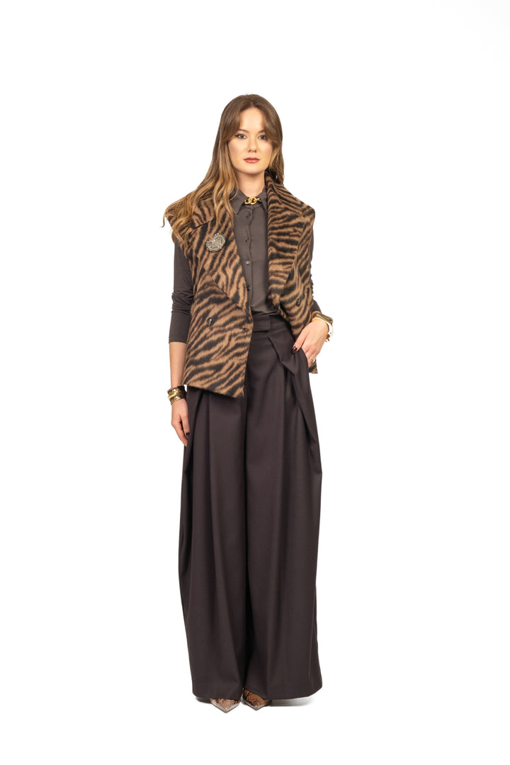 Tensione In - Gilet doppio petto stampa animalier Art. W25J604