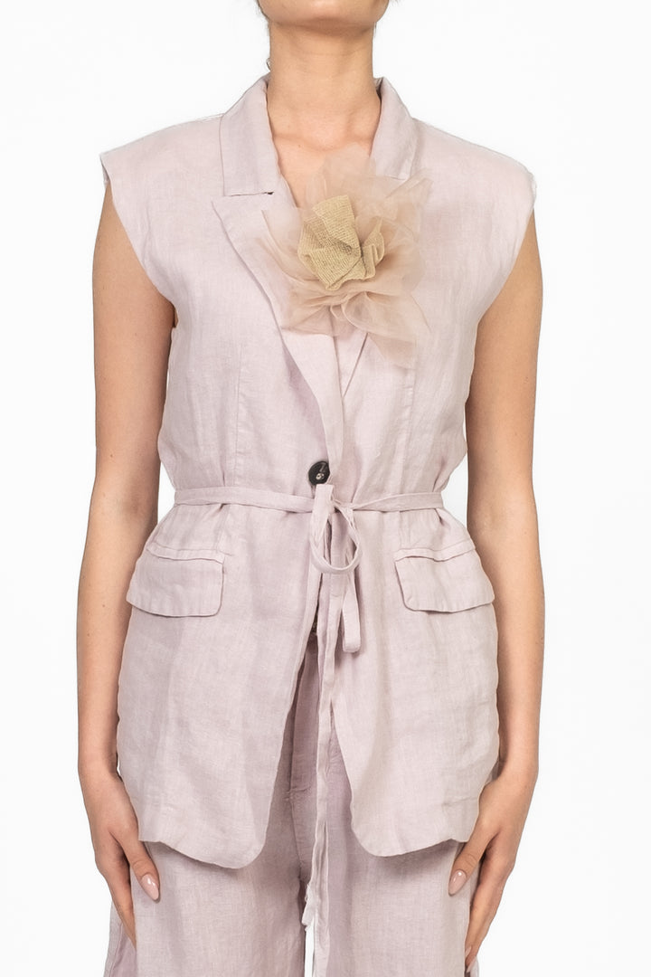 Tensione In - Gilet lino con spilla Art. S25JE27