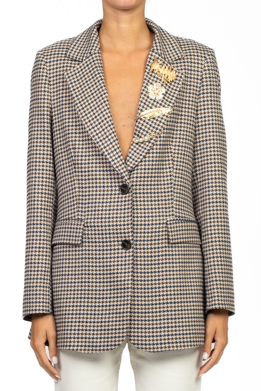 Tensione In - Giacca pied de poule con spille Art. 26B676