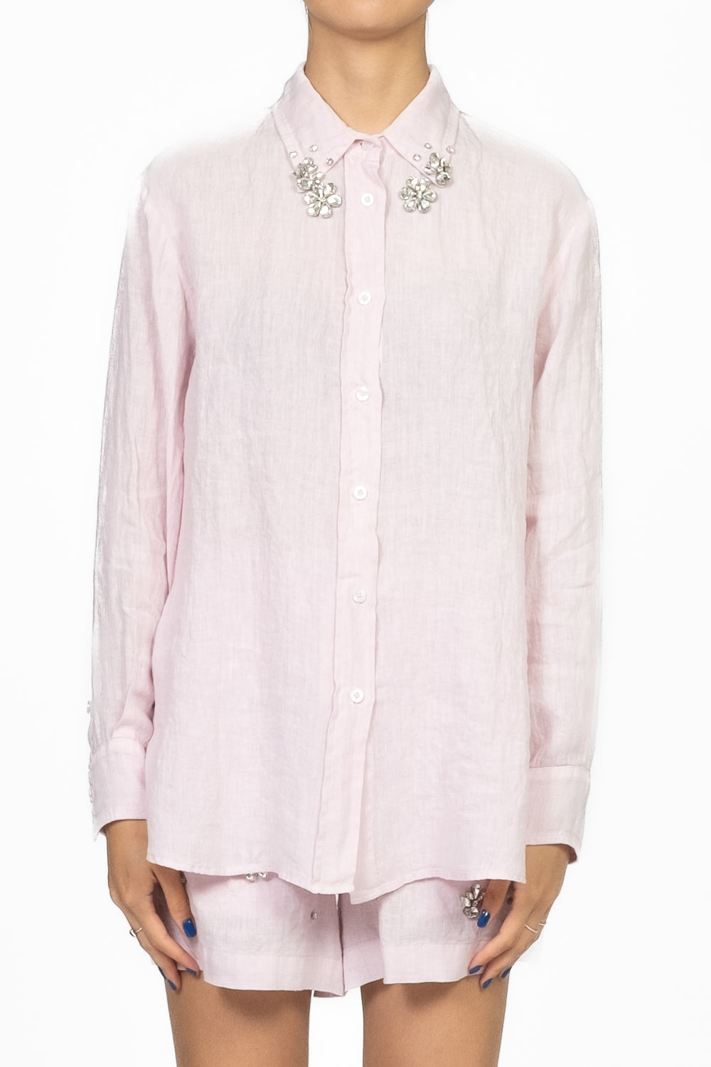 Vicolo - Camicia over con applicazioni strass Art. RD1017