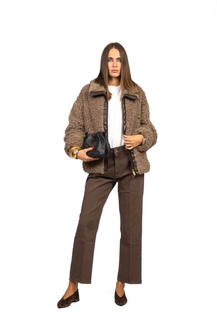 Vicolo - Giacca teddy intarsi ecopelle Art. TF0072