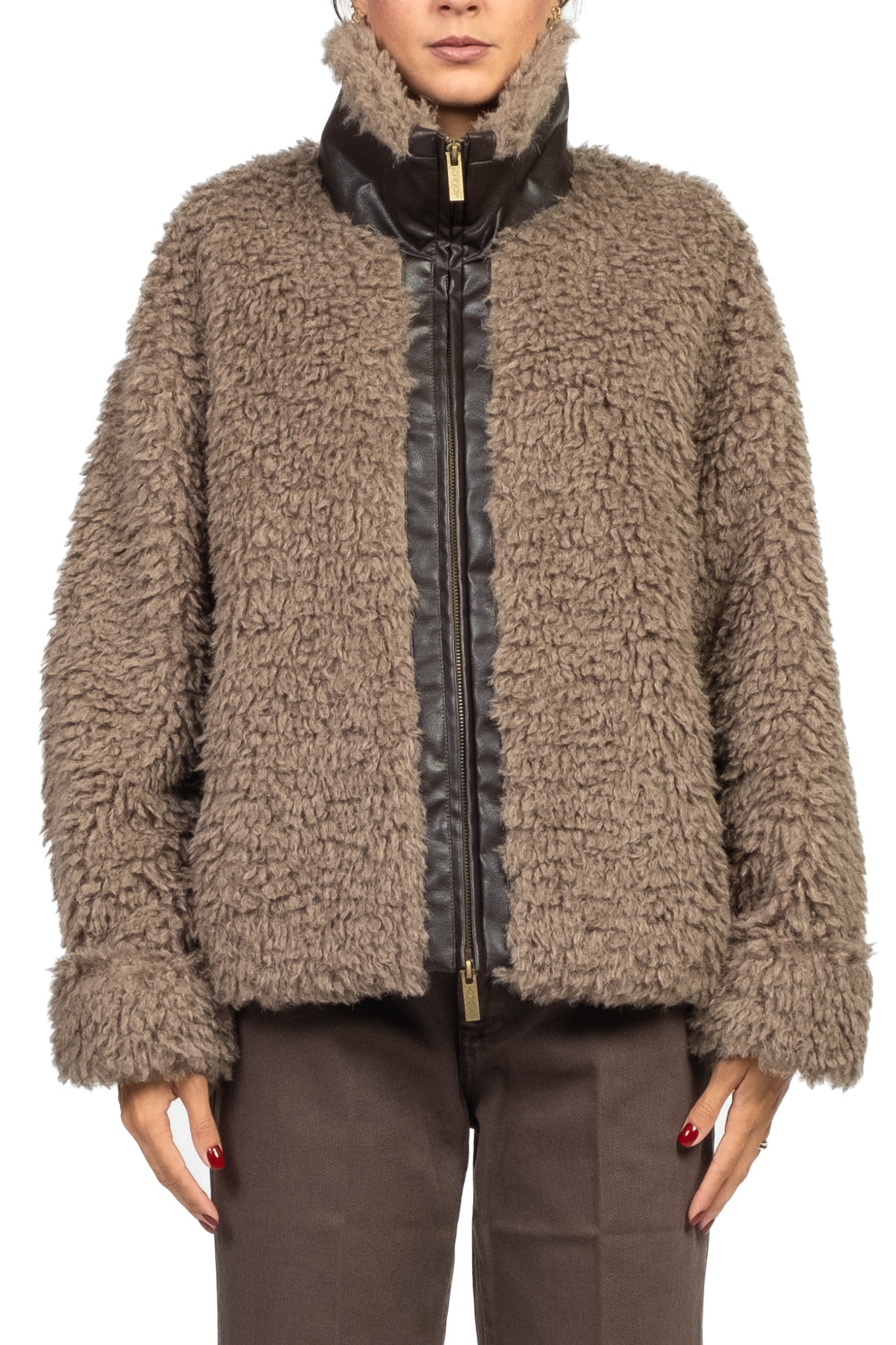 Vicolo - Giacca teddy intarsi ecopelle Art. TF0072