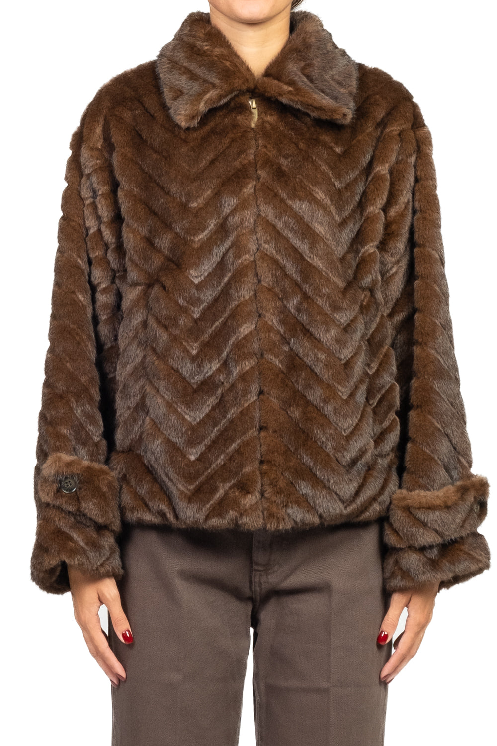 Vicolo - Giacca pelliccia chevron Art. TF0099