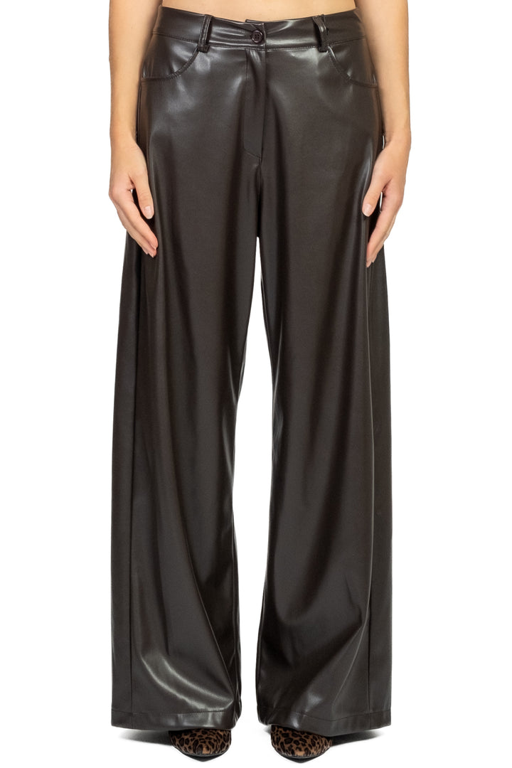Tensione In - Pantalone ecopelle palazzo con tasconi Art. 224155-25