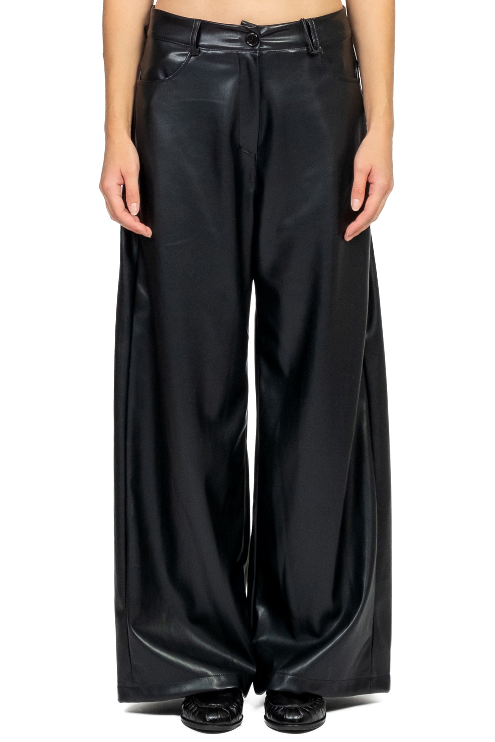 Tensione In - Pantalone ecopelle palazzo con tasconi Art. 224155-25
