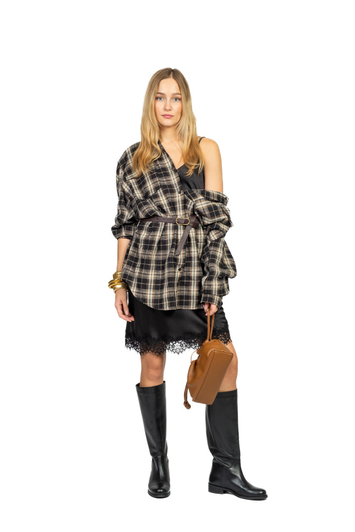 Tensione In - Abito quadri con sottoveste in pizzo Art. FW250071