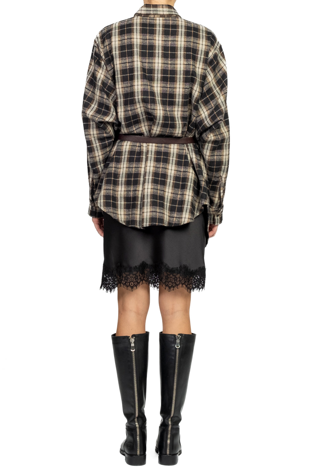 Tensione In - Abito quadri con sottoveste in pizzo Art. FW250071