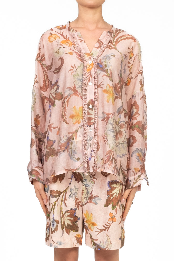 Tensione In - Camicia fantasia floreale sfrangiata Art. S25CH10