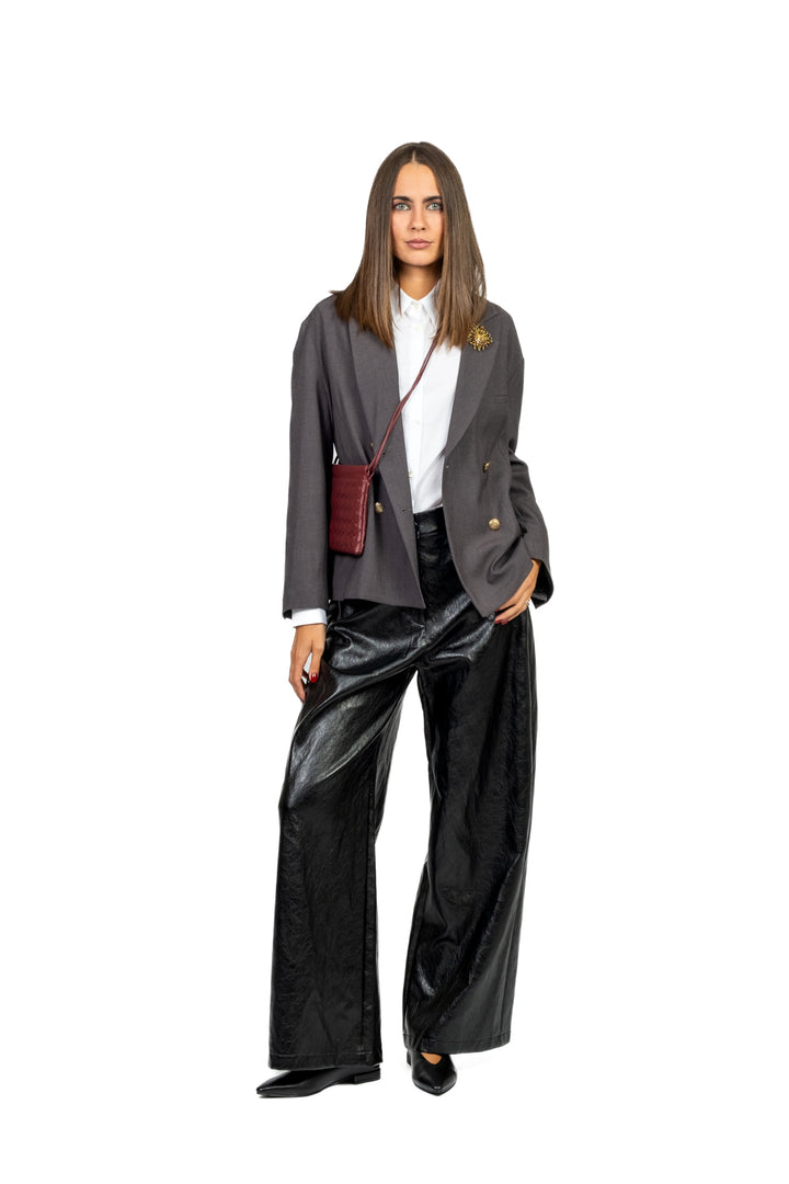 Tensione In - Pantalone palazzo ecopelle con tasconi Art. 224155-N