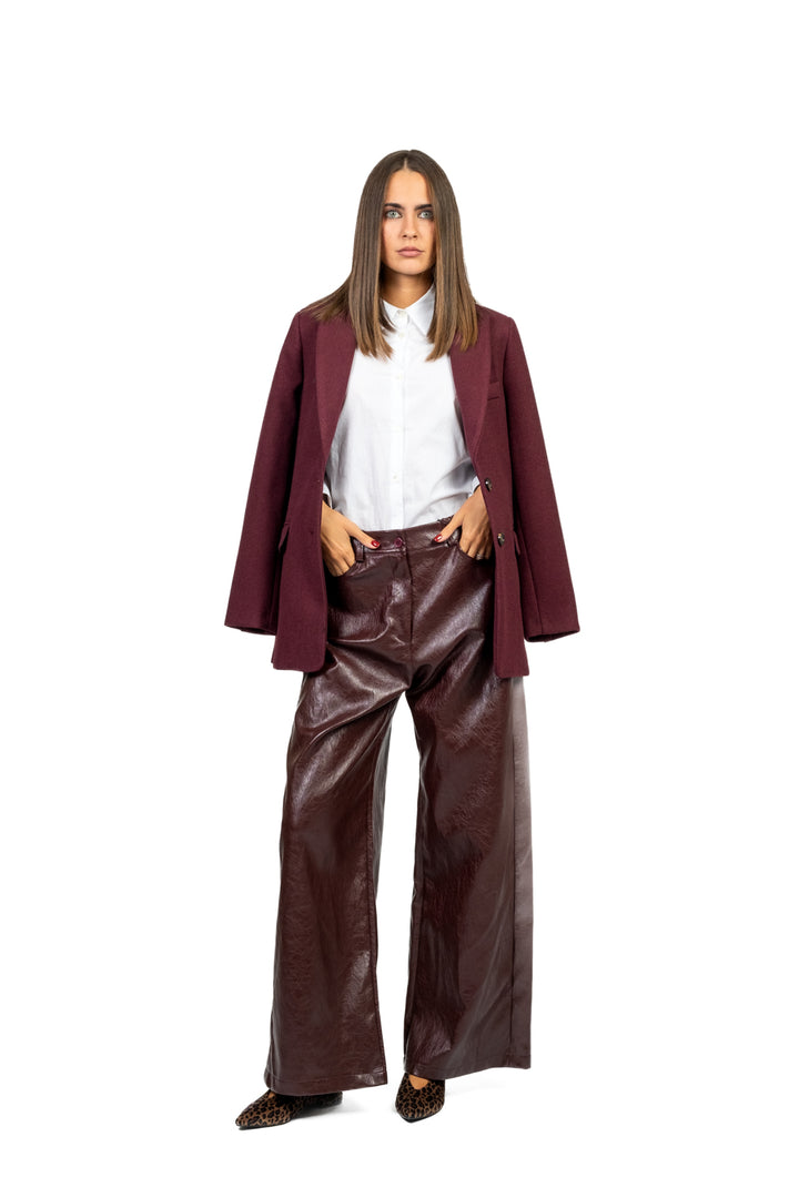 Tensione In - Pantalone palazzo ecopelle con tasconi Art. 224155-N