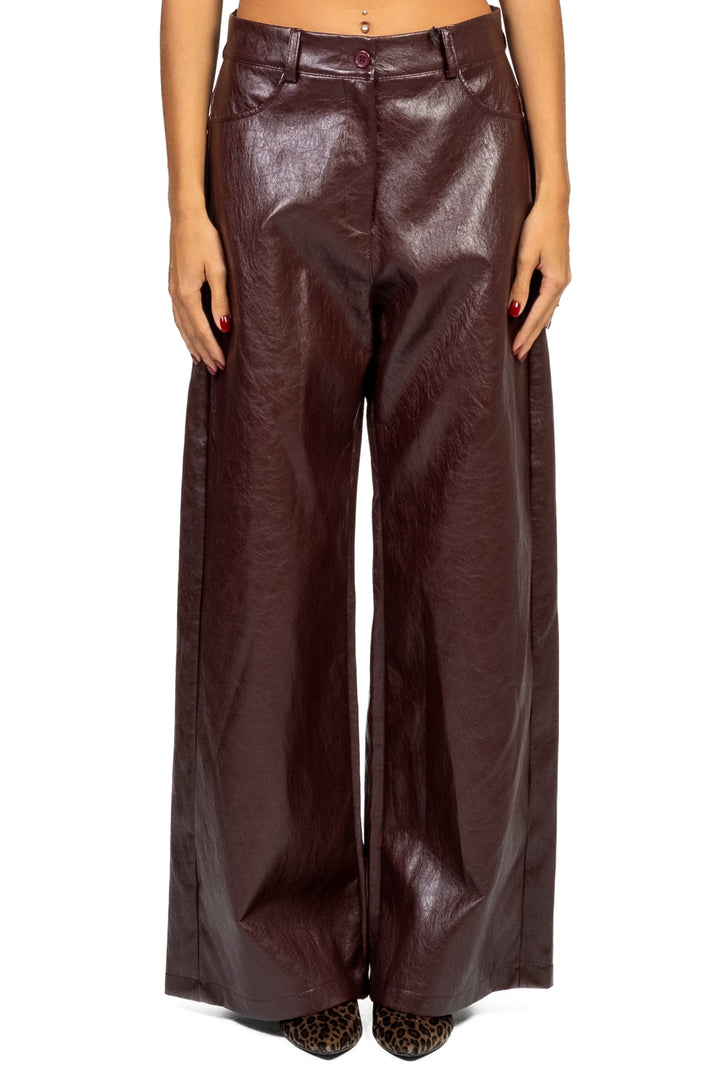 Tensione In - Pantalone palazzo ecopelle con tasconi Art. 224155-N