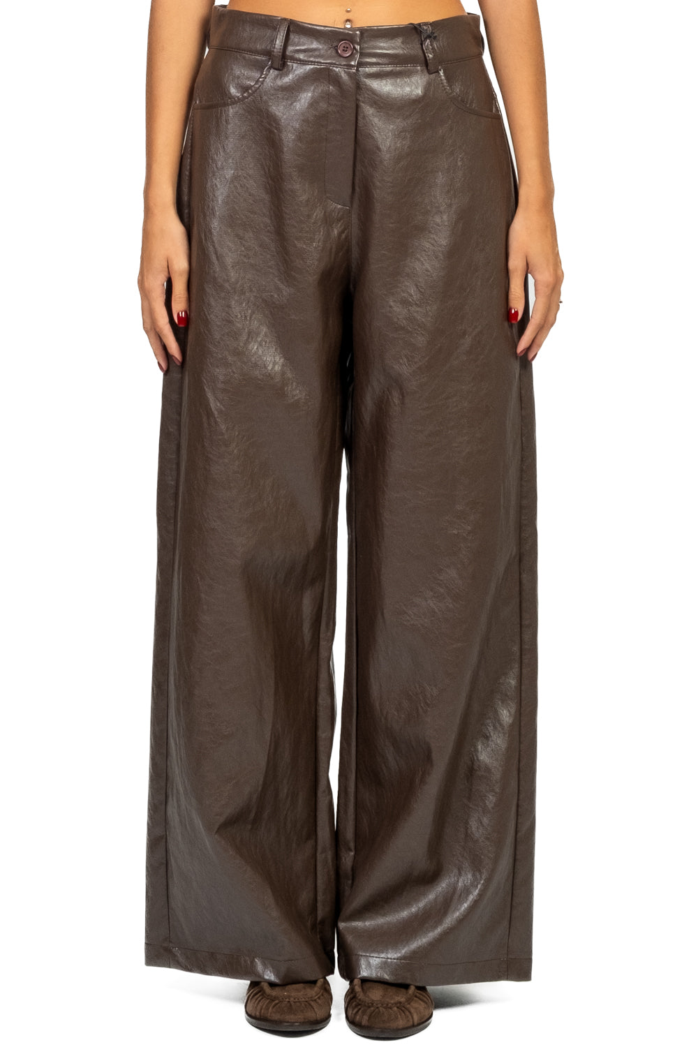 Tensione In - Pantalone palazzo ecopelle con tasconi Art. 224155-N