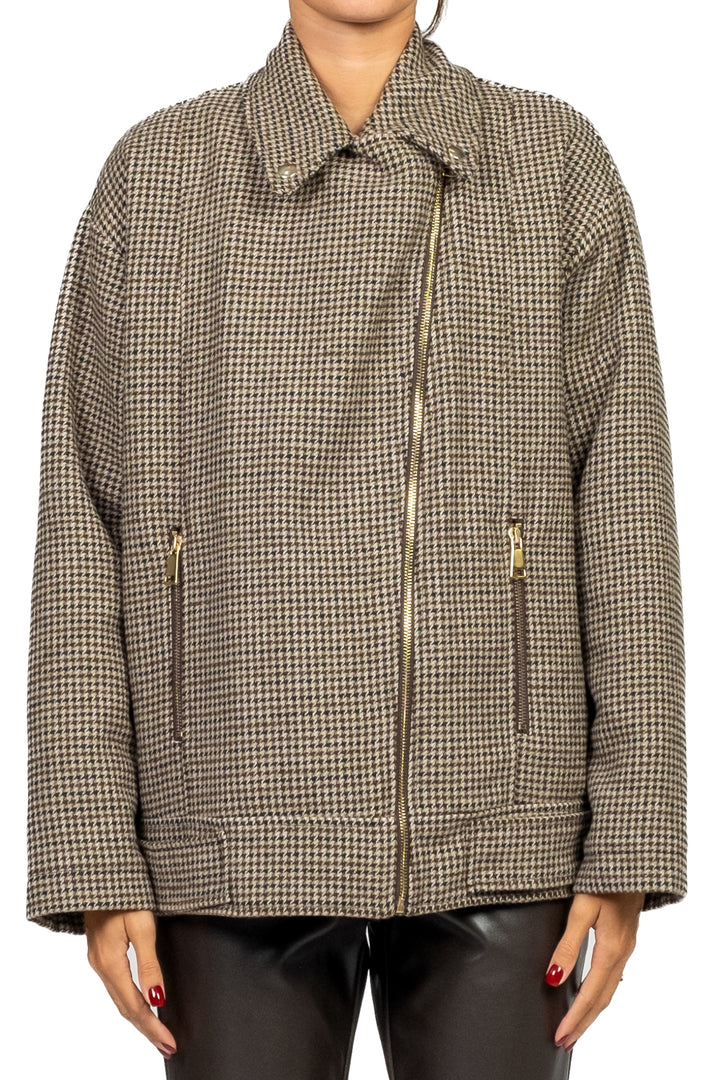 Tensione In - Giacca chiodo in pied de poule Art. 225180