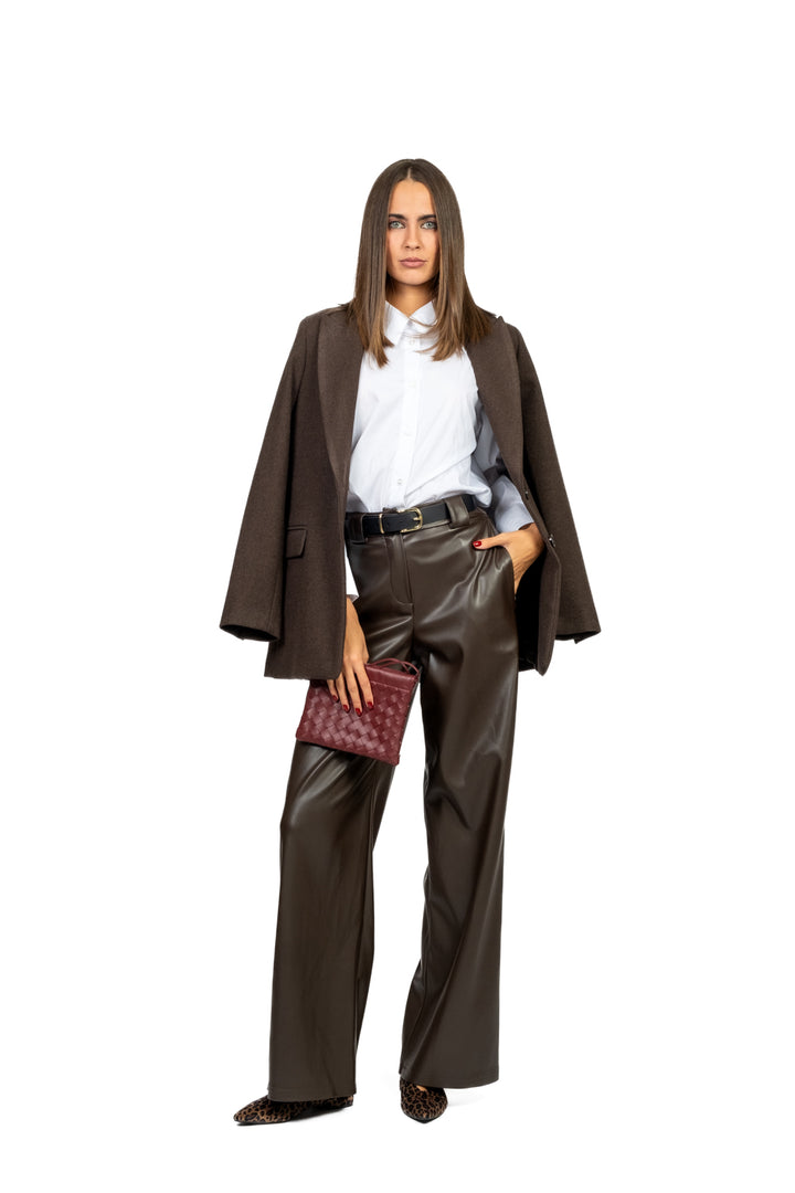 Tensione In - Pantalone palazzo ecopelle con cintura Art. 26P1054
