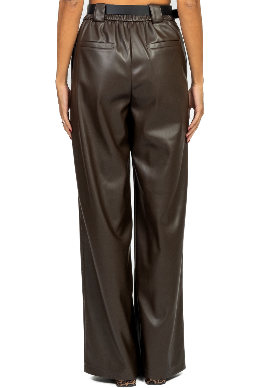 Tensione In - Pantalone palazzo ecopelle con cintura Art. 26P1054